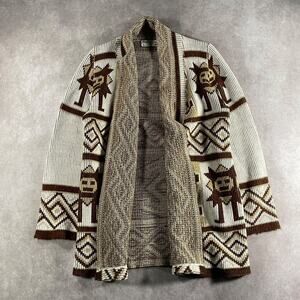 70s 80s Women's Bobbi Ann Vintage Knit Cardigan Sweater Aztec Pattern Small